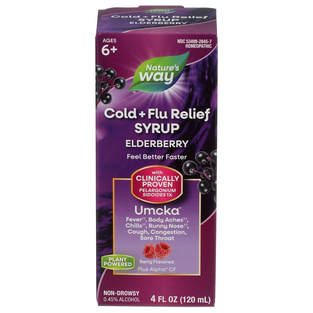 Natures Way Elderbrrry Cold Plus Flu Relief Syrup, 4 Ounce -- 6 per case