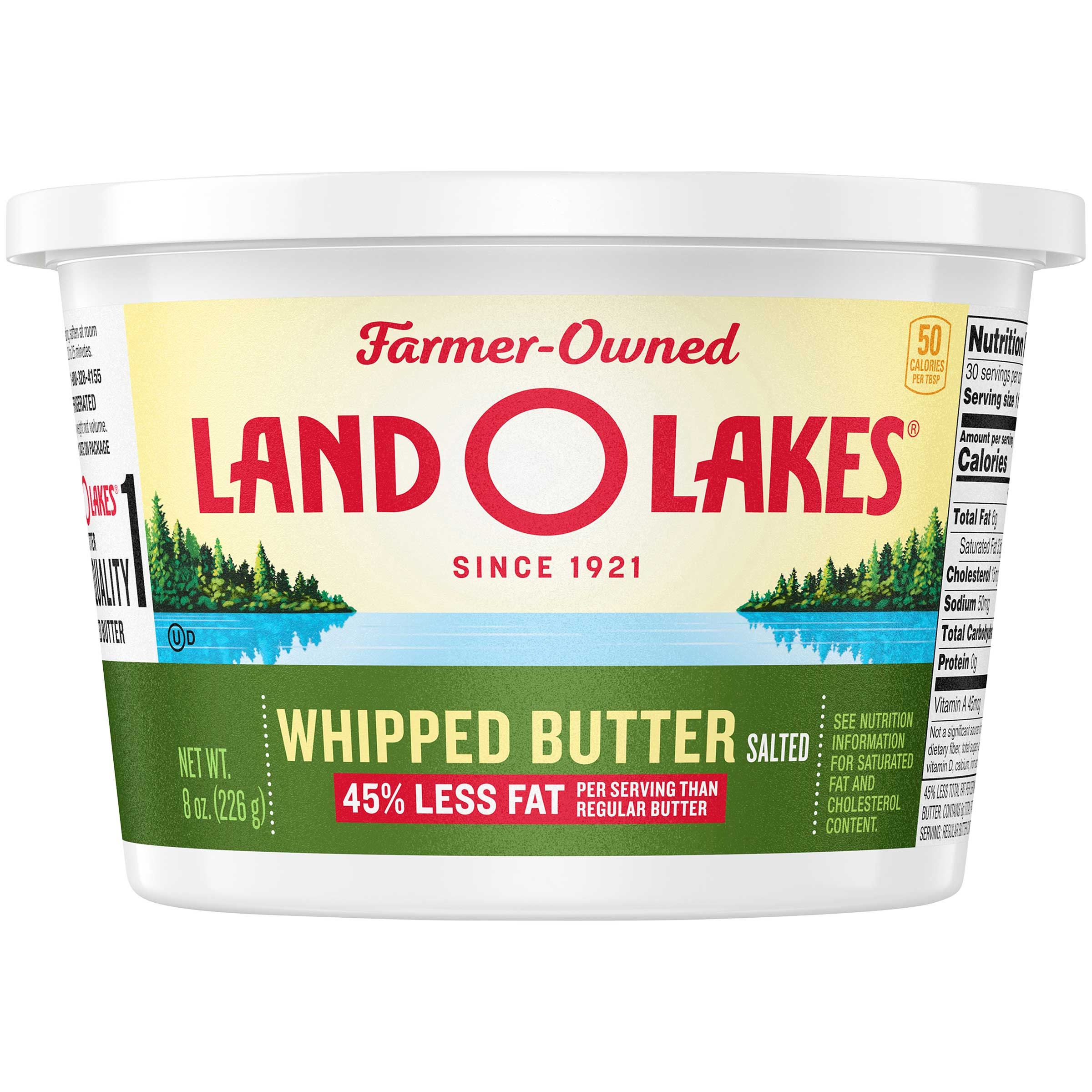 Land O Lakes Salted Whipped Butter Tub, 8 Ounce -- 12 per case.