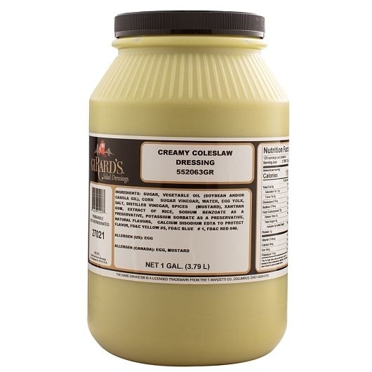Girards Dressing Creamy Coleslaw Dressing, 1 Gallon -- 2 per case.