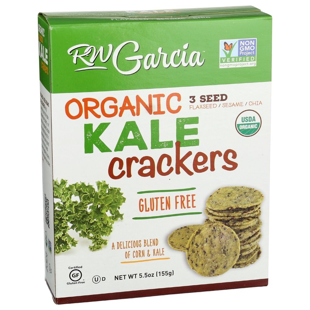 RW Garcia Organic 3 Seed Kale Cracker, 5.5 Ounce -- 6 per case