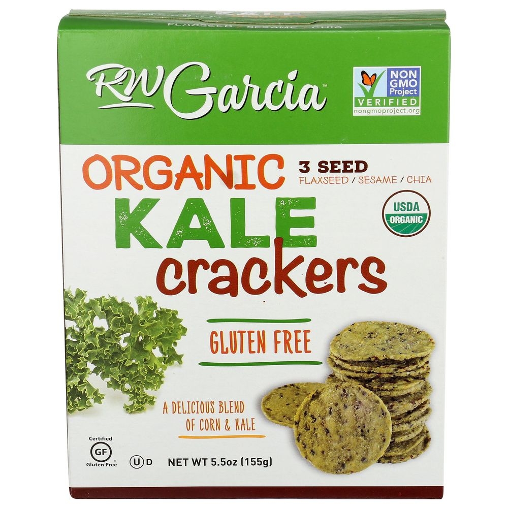 RW Garcia Organic 3 Seed Kale Cracker, 5.5 Ounce -- 6 per case