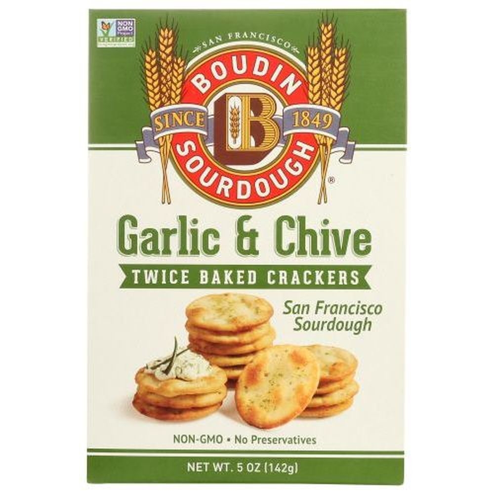Boudin Sourdough Garlic Chive Cracker, 5 Ounce -- 12 per case