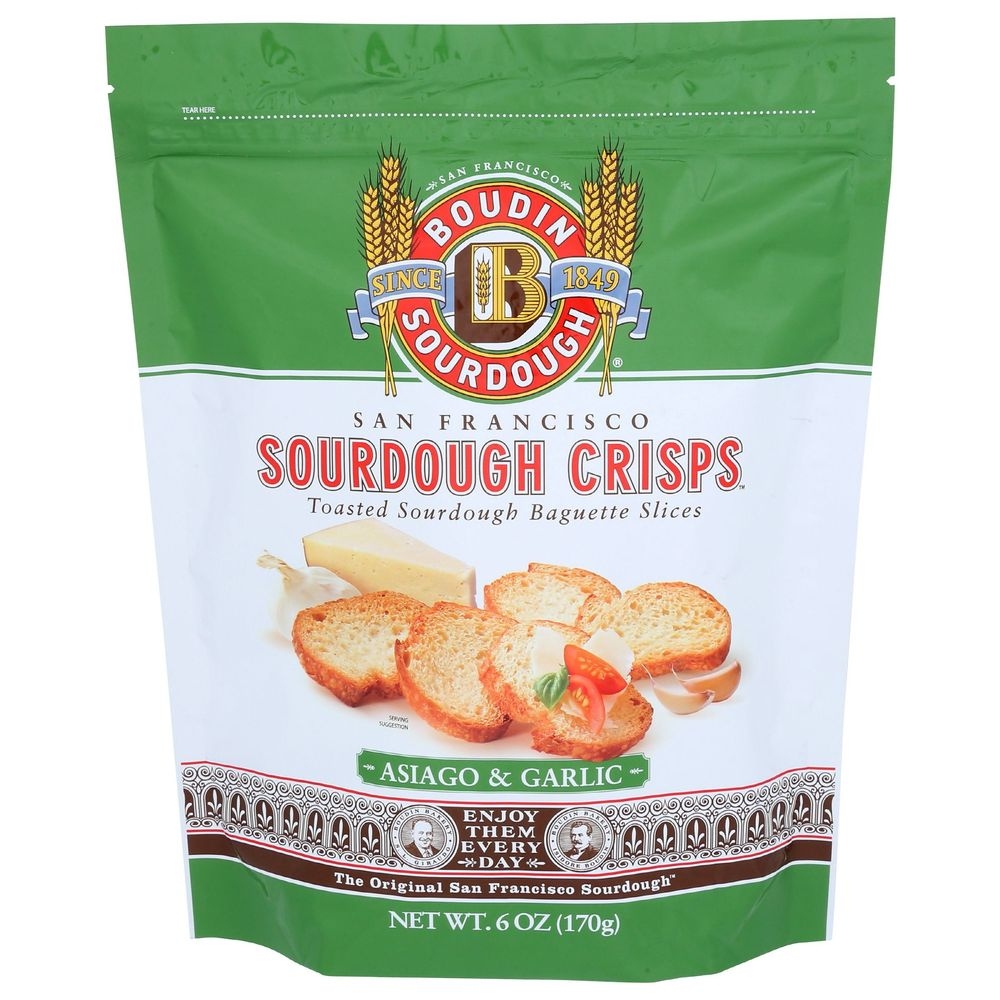 Boudin Sourdough Asiago and Garlic Crisps, 6 Ounce -- 11 per case