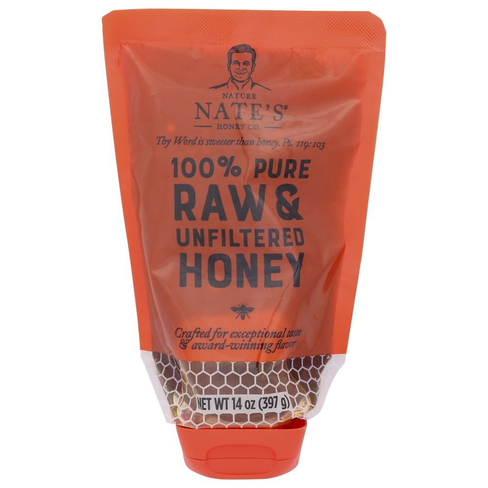 Nature Nates Raw and Unfiltered Classic Honey, 14 Ounce Pouch -- 6 per case