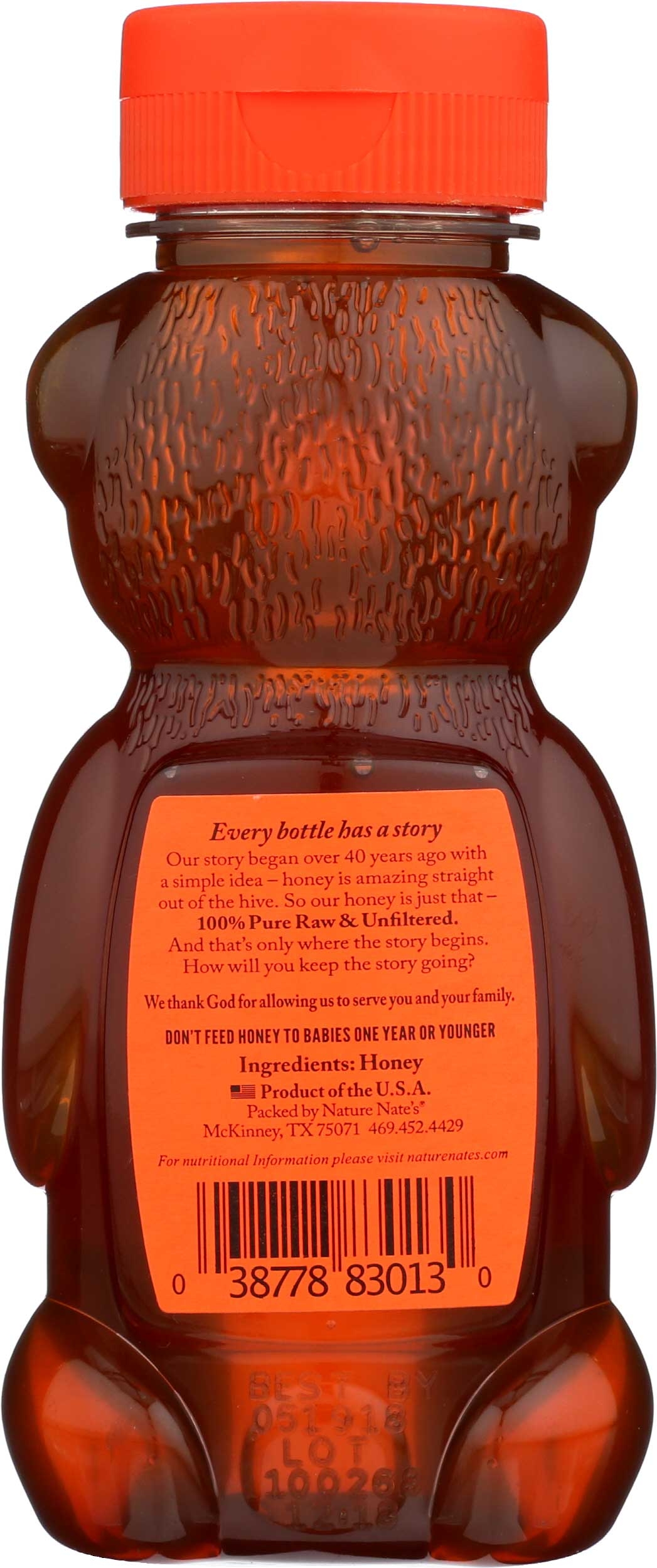 Nature Nate's 100 Percent Pure Raw and Unfiltered Honey, 12 Ounce Bottle -- 6 per case