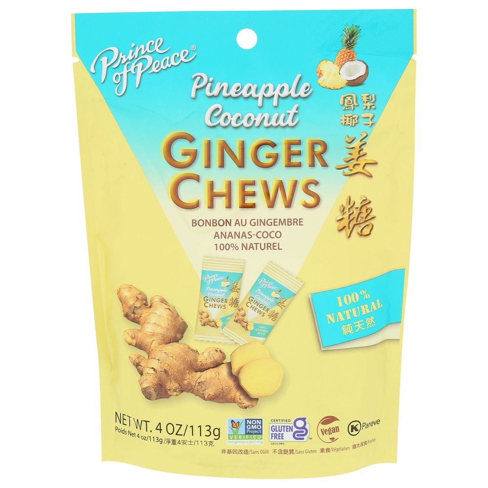 Prince of Peace Ginger Pineapple Coconut Chew Candy, 4 Ounce -- 12 per case