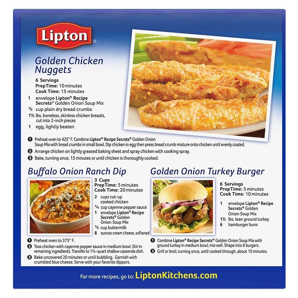 Lipton Recipe Secrets Golden Onion Soup and Dip Mix, 2.6 Ounce -- 12 per case