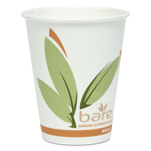 Solo Bare Green/White/Beige Eco Forward Recycled Content PCF Wrapped Paper Hot Cup, 10 Ounce Capacity -- 480 per case