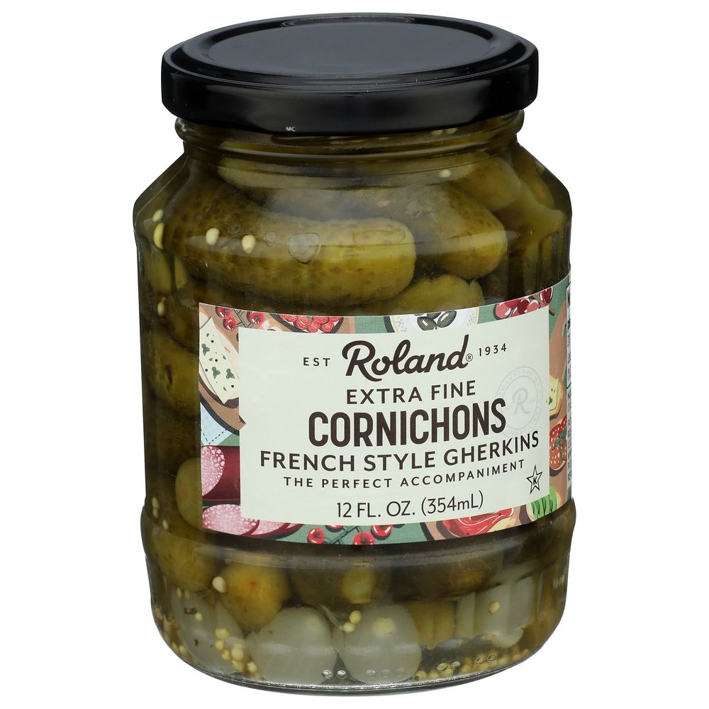 Roland Extra Fine Cornichons Gherkins, 12 Ounce Jar -- 12 per case