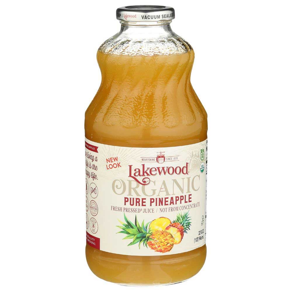 Lakewood Organic Pure Pineapple Juice, 32 Fluid Ounce -- 6 per case