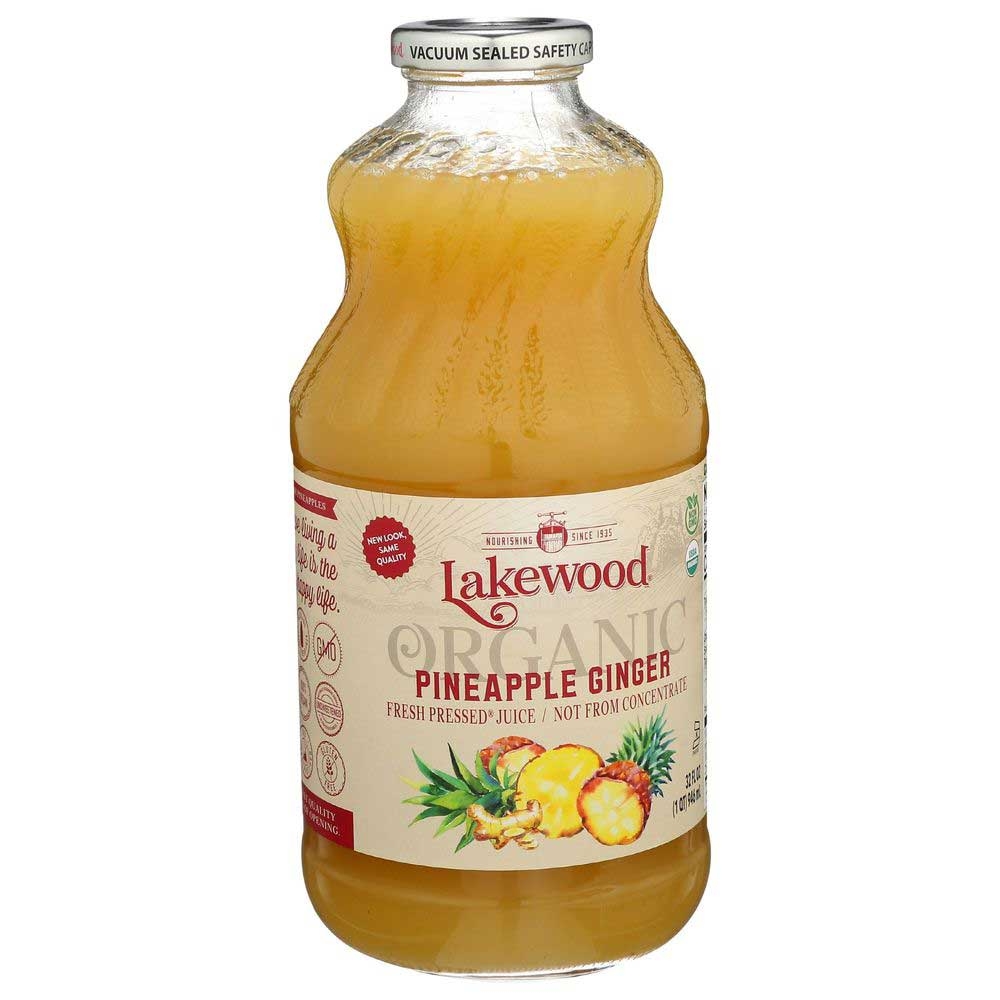 Lakewood Organic Pineapple Ginger Juice, 32 Ounce -- 6 per case