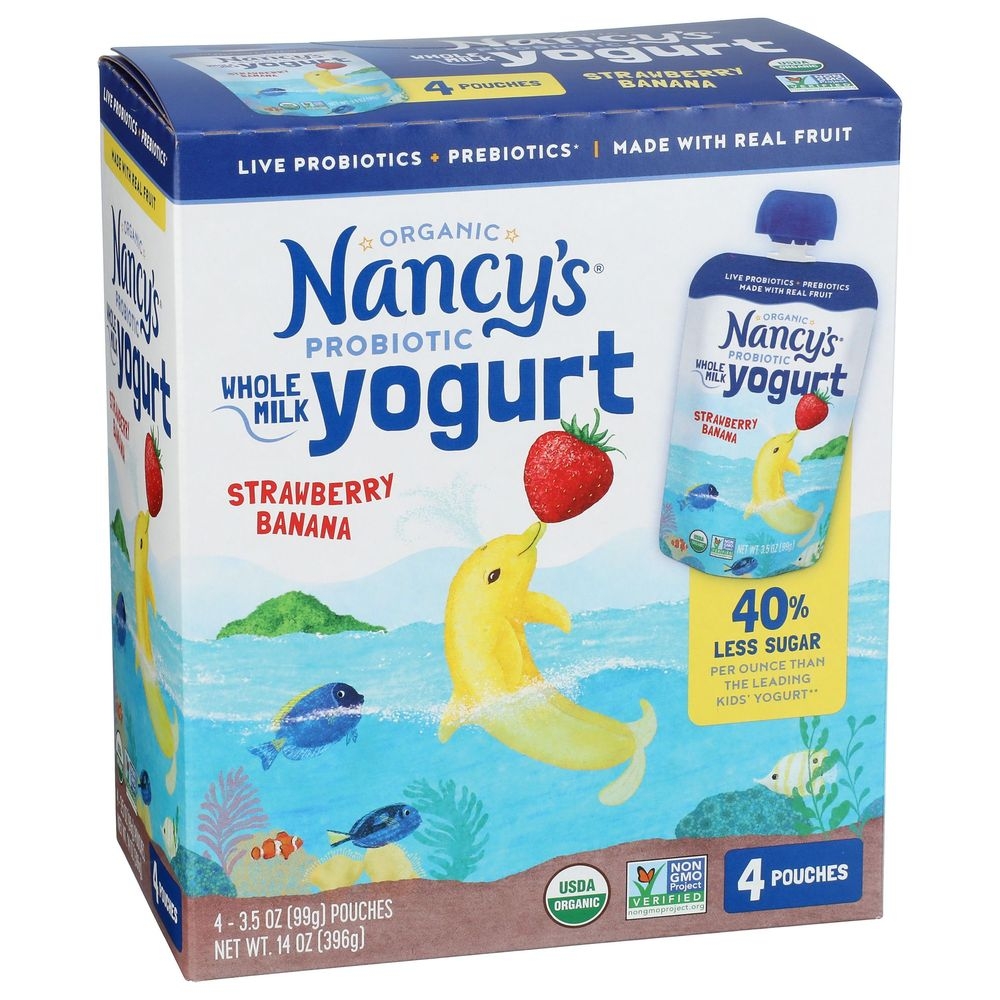 Nancys Organic Strawberry Banana Probiotic Yogurt, 14 Ounce -- 6 per case.