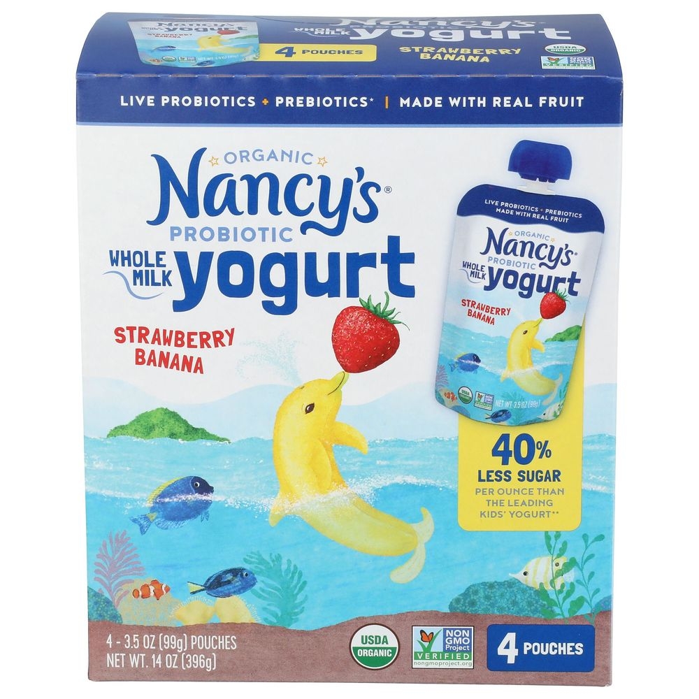 Nancys Organic Strawberry Banana Probiotic Yogurt, 14 Ounce -- 6 per case.
