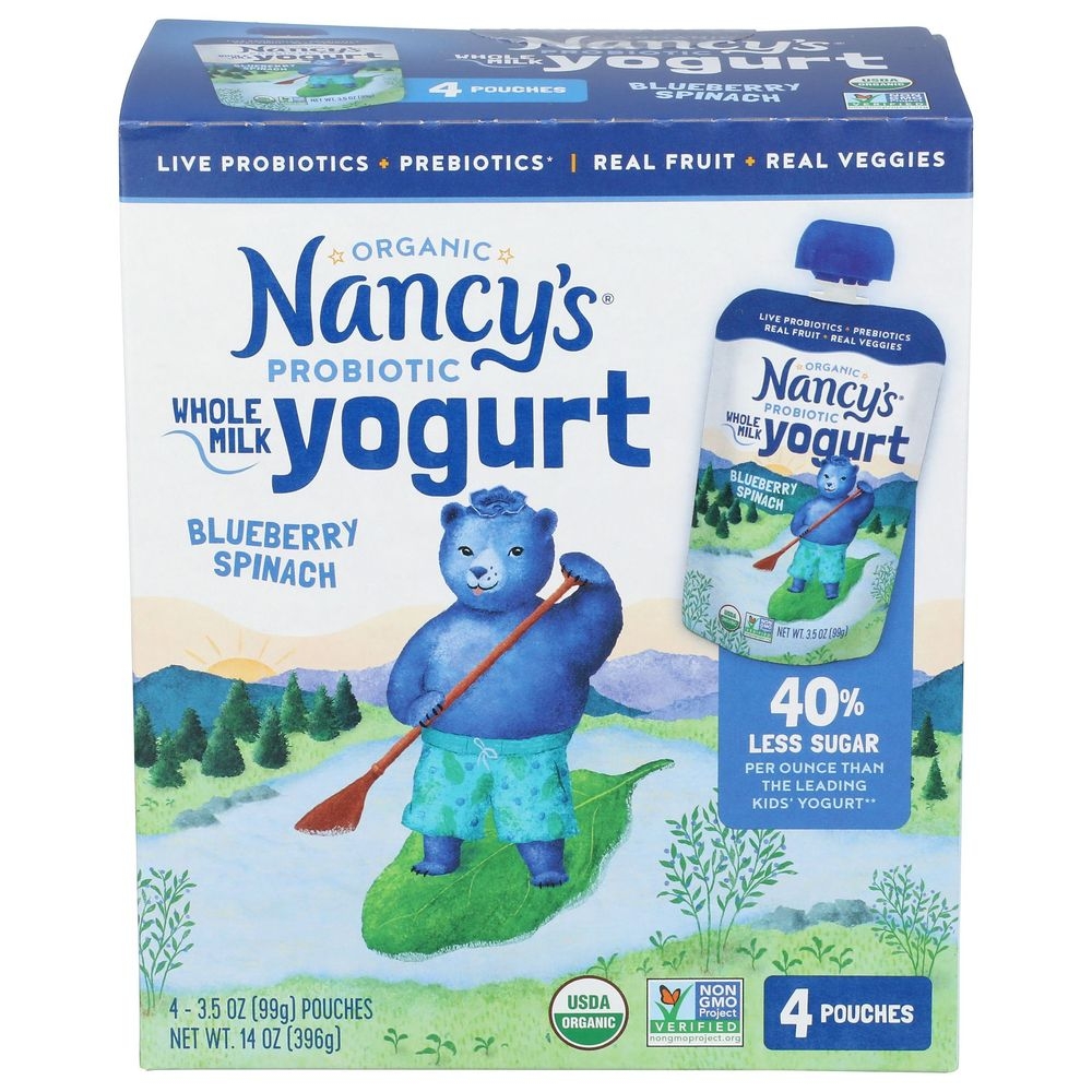 Nancys Organic Blueberry Spinach Probiotic Yogurt, 14 Ounce -- 6 per case.