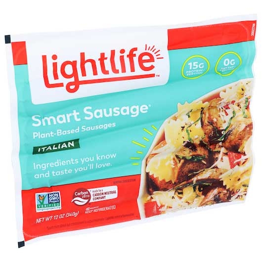 Lightlife Meatless Italian Smart Sausage, 12 Ounce -- 8 per case.