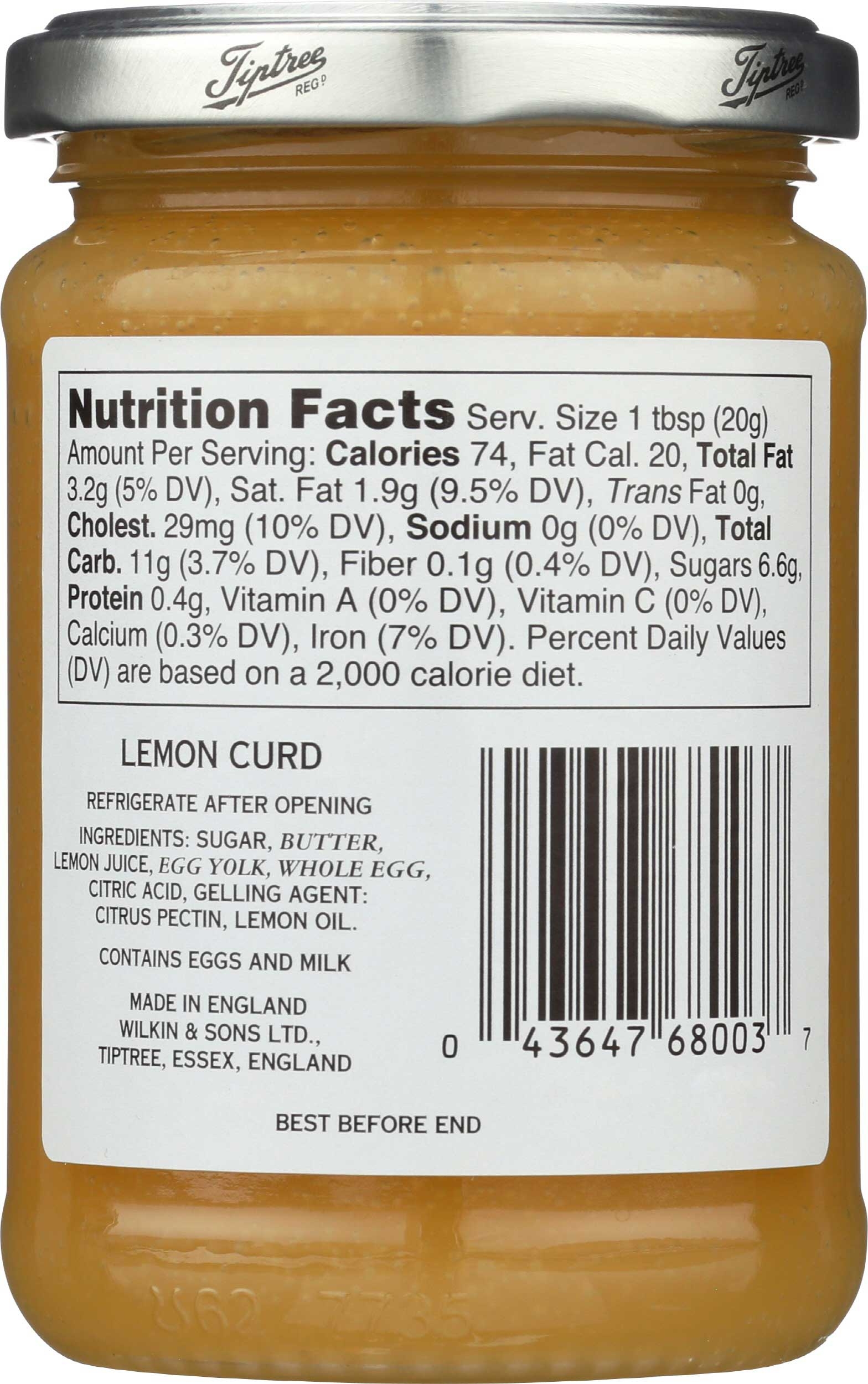 Tiptree Lemon Curd Fruit Spread, 11 Ounce -- 6 per case