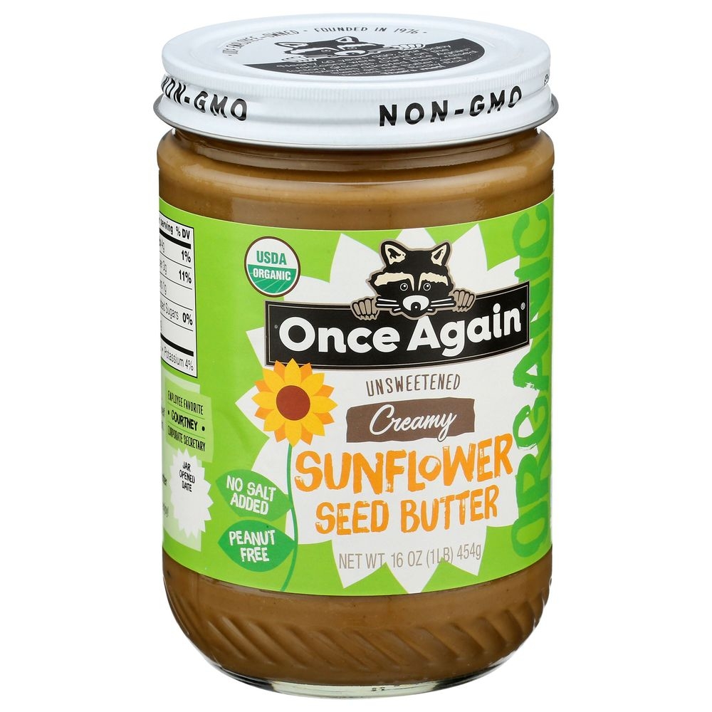 Once Again Organic Unsweetened Salt Free Creamy Sunflower Seed Butter, 16 Ounce -- 6 per case