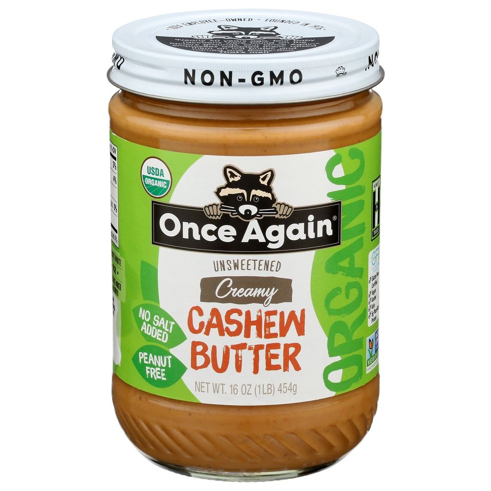 Once Again Organic Unsweetened Salt Free Creamy Cashew Butter, 16 Ounce -- 6 per case