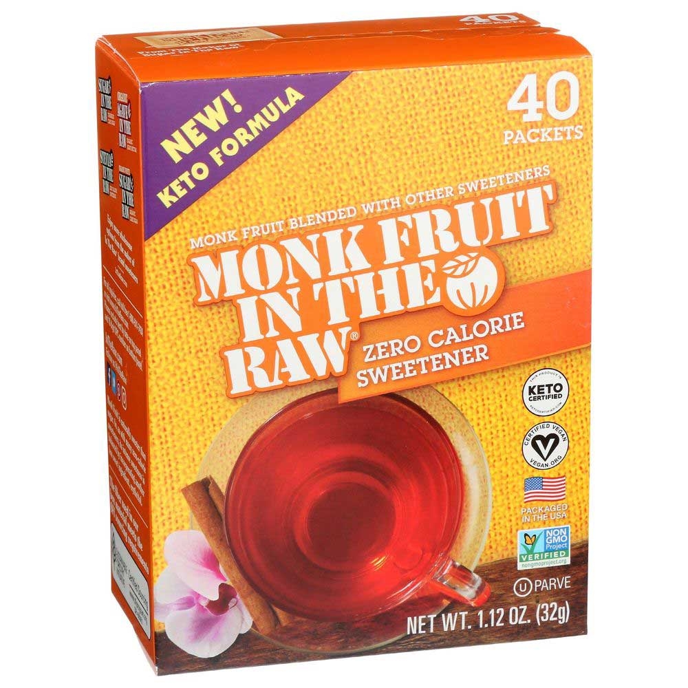 Monk Fruit In The Raw Zero Calorie Sweetener - 40 count per pack -- 8 packs per case