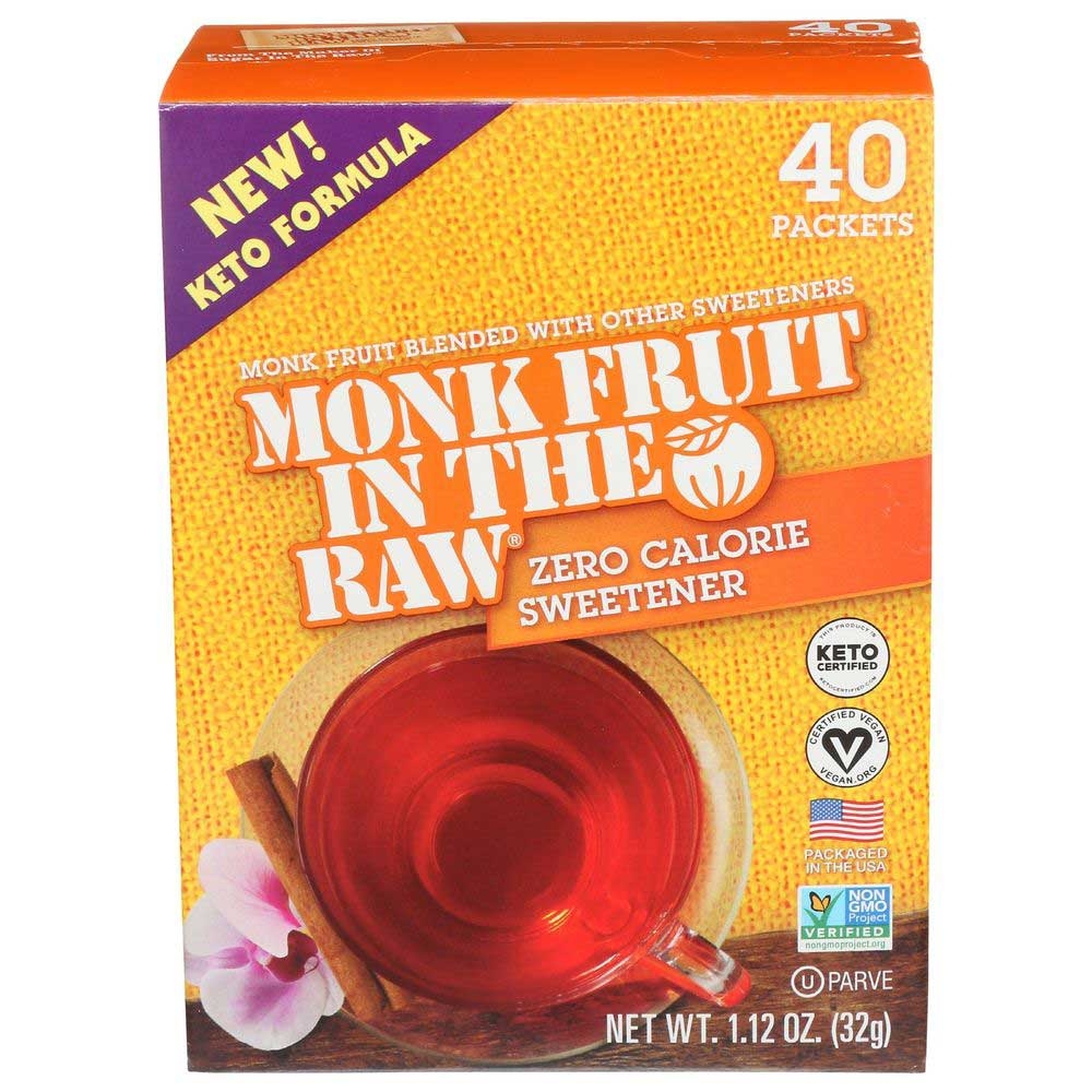Monk Fruit In The Raw Zero Calorie Sweetener - 40 count per pack -- 8 packs per case