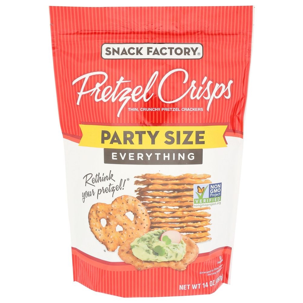 Snack Factory Party Size Everything Pretzel Crisps, 14 Ounce -- 12 per case