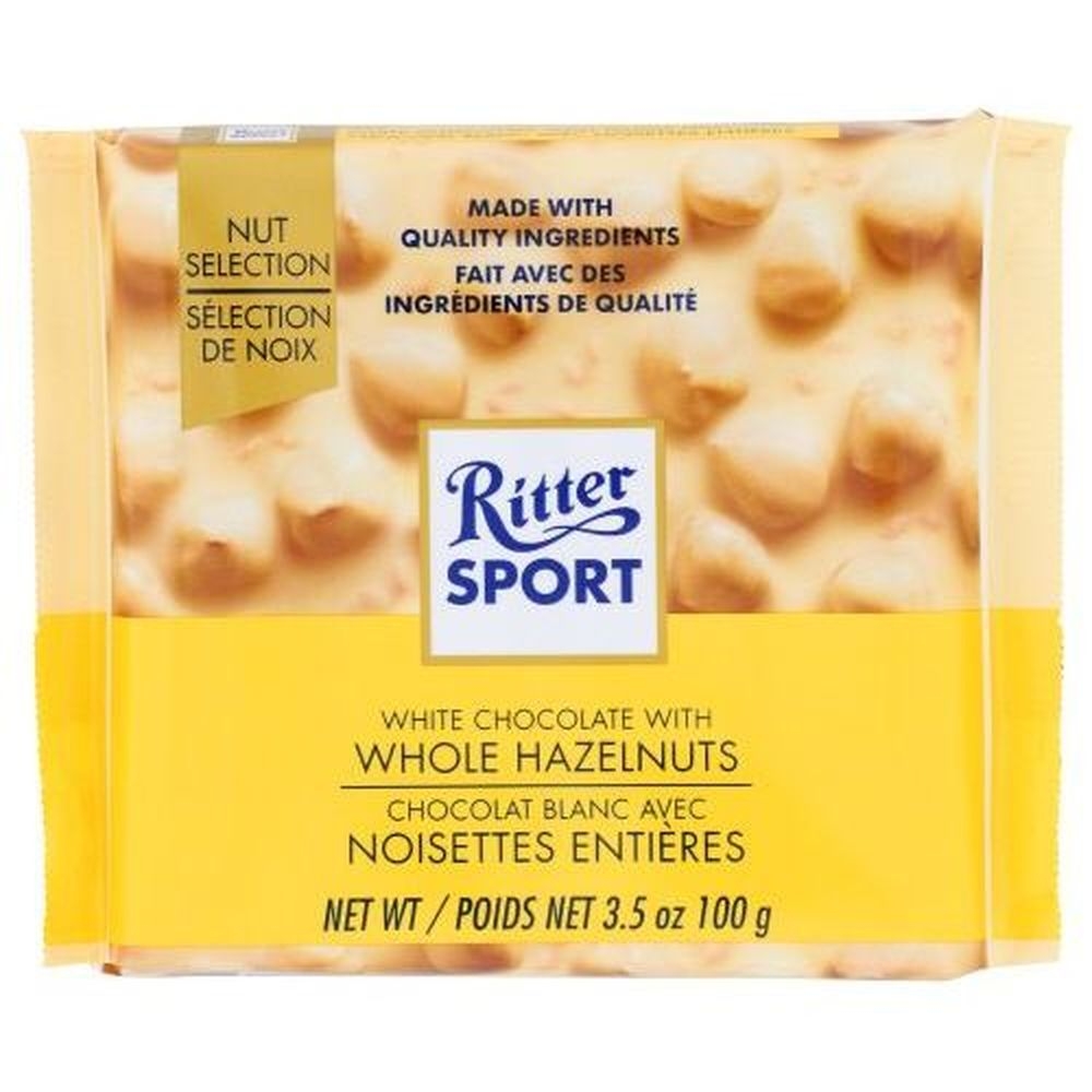 Ritter Sport White Chocolate Bar with Whole Hazelnuts, 3.5 Ounce -- 10 per case