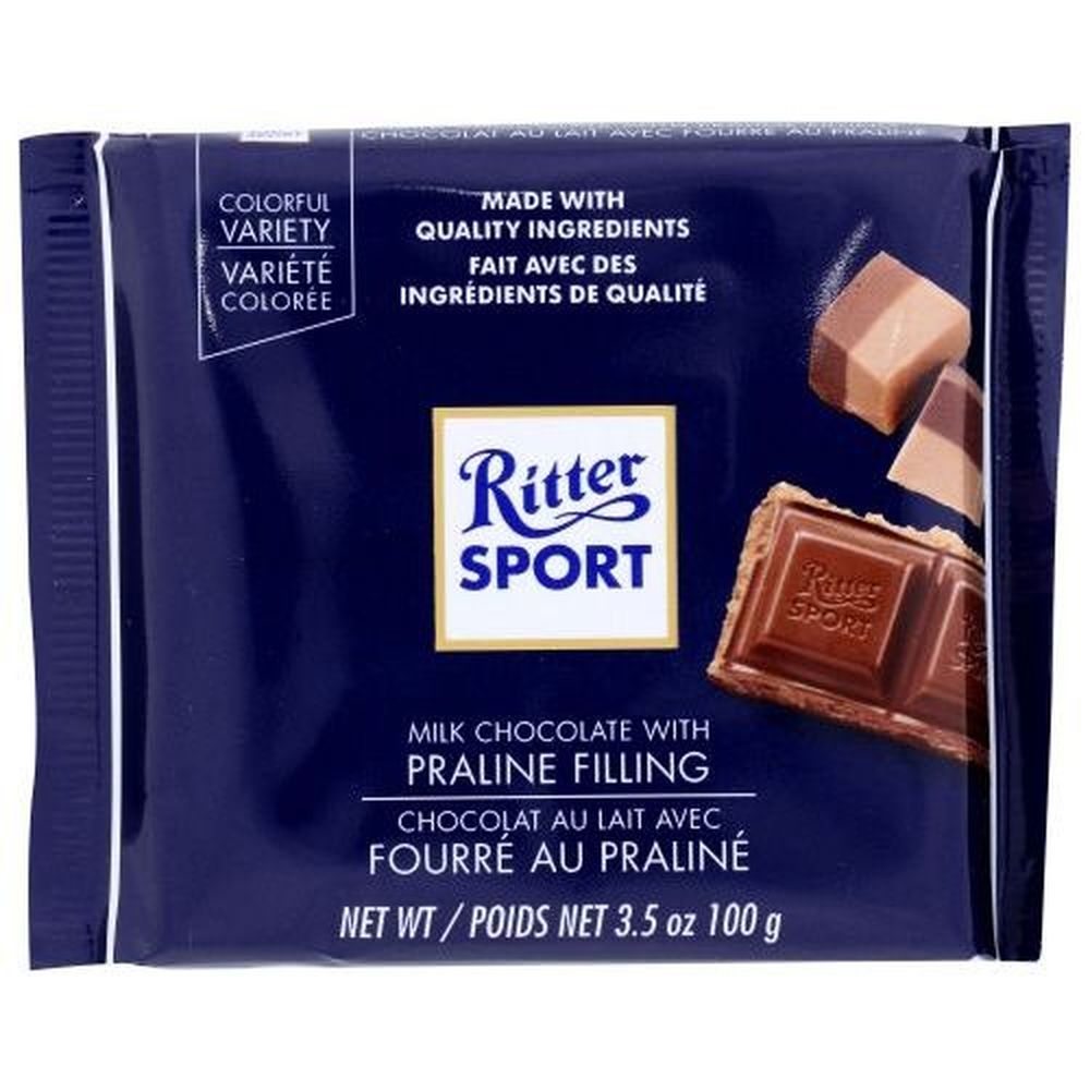 Ritter Sport Milk Chocolate Bar with Praline Filling, 3.5 Ounce -- 13 per case