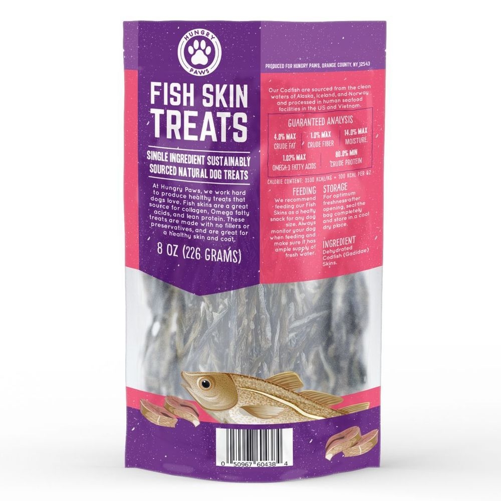 Hungry Paws Cod Fish Crunch Skin Treats for Dogs, 8 Ounce -- 6 per case