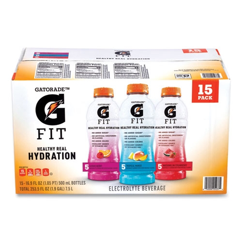 Gatorade Fit Assorted Flavors Electrolyte Beverage, 16.9 Ounce -- 15 per case
