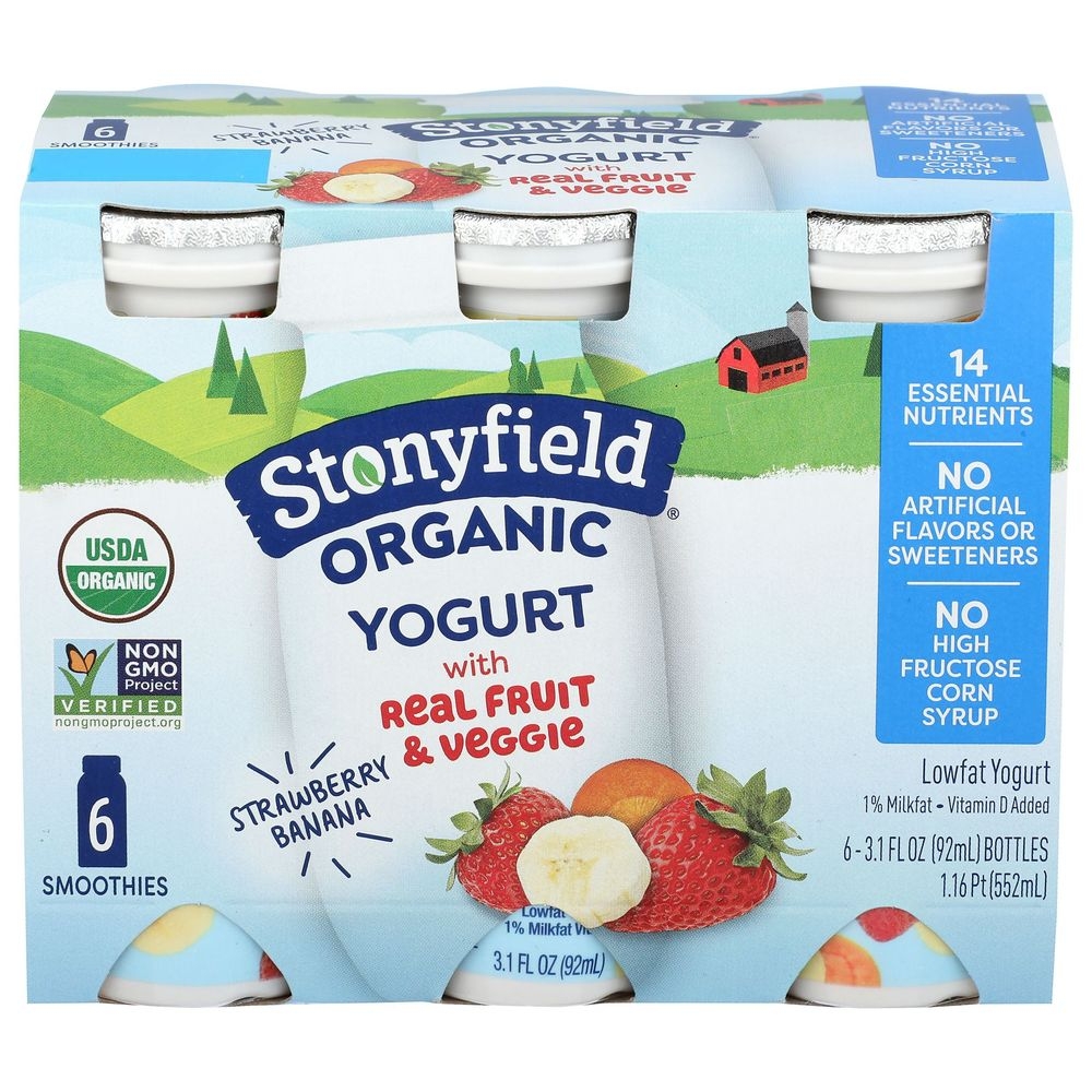 Stonyfield Kids Organic Strawberry Banana Yogurt, 18.6 Fluid Ounce -- 4 per case
