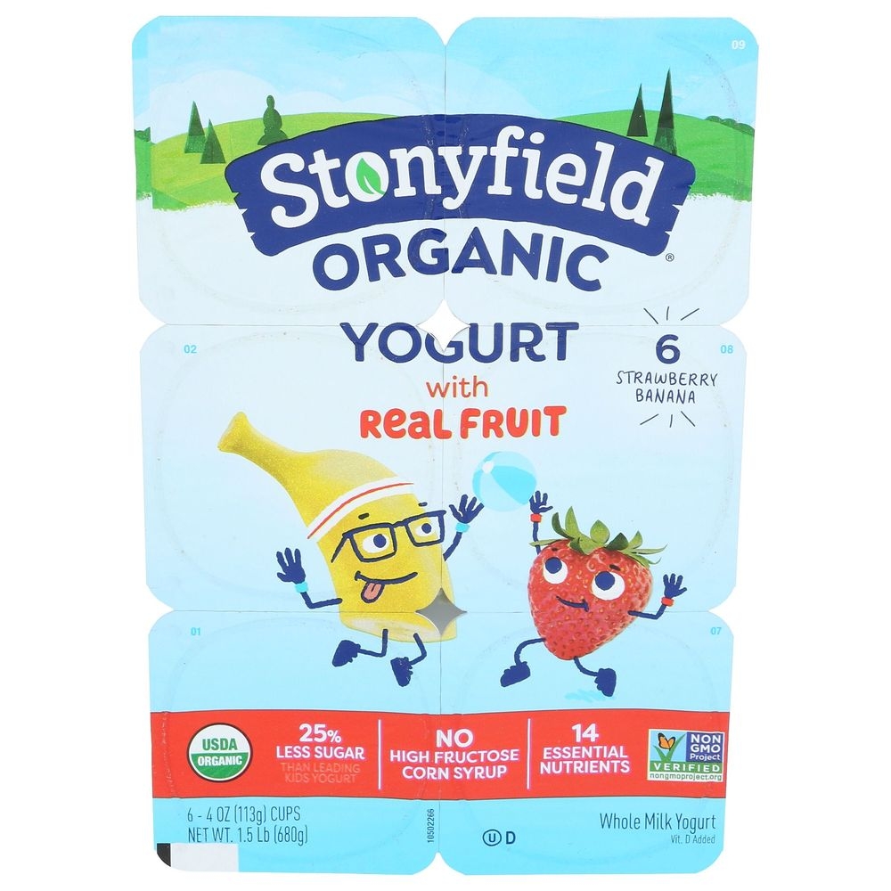 Stonyfield Kids Organic Strawberry Banana Whole Milk Yogurt, 24 Fluid Ounce -- 4 per case