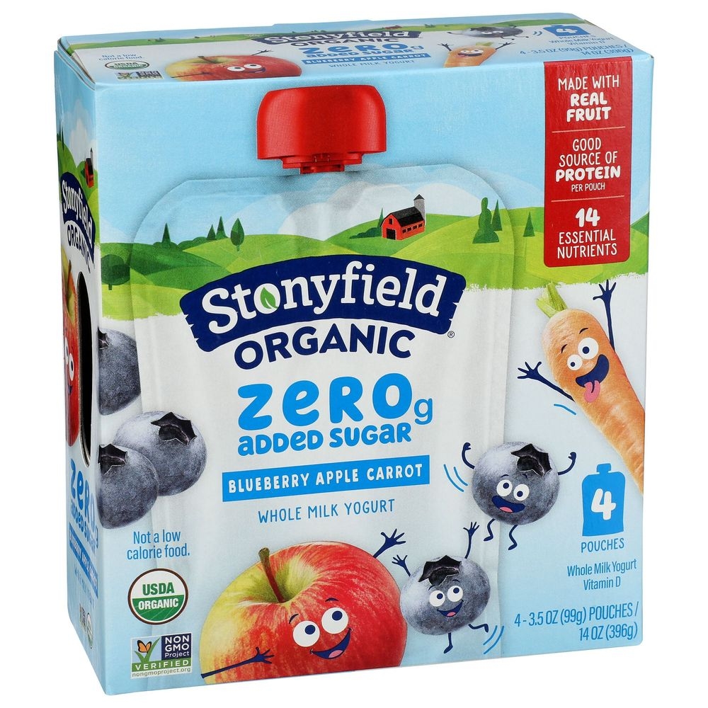Stonyfield Organic Apple Blueberry Carrot Whole Milk Yogurt, 3.5 Ounce -- 24 per case