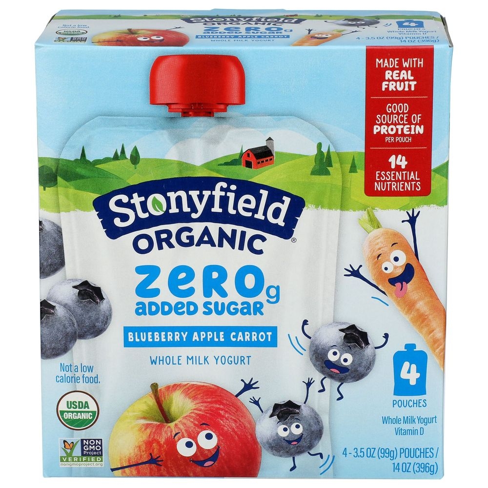 Stonyfield Organic Apple Blueberry Carrot Whole Milk Yogurt, 3.5 Ounce -- 24 per case