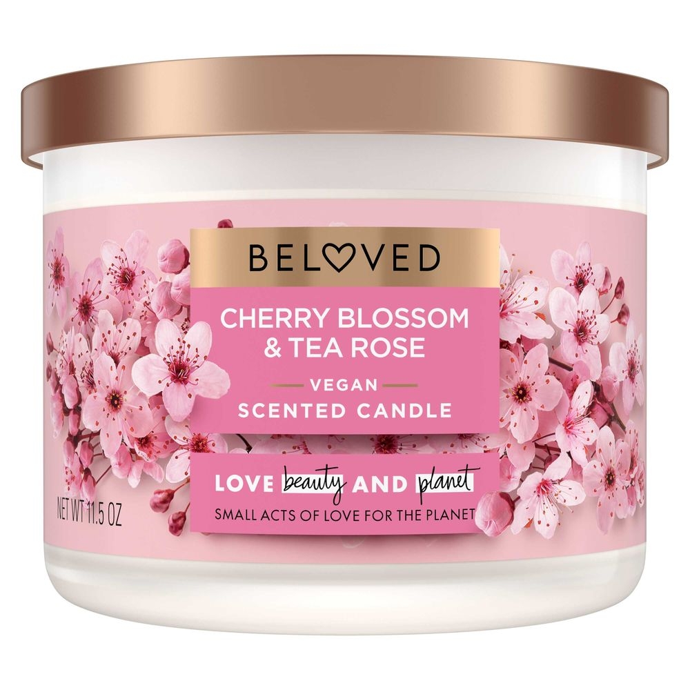 Love Beauty and Planet Beloved Cherry Blossom and Tea Rose 2 Wick Candle, 11.5 Ounce -- 6 per case
