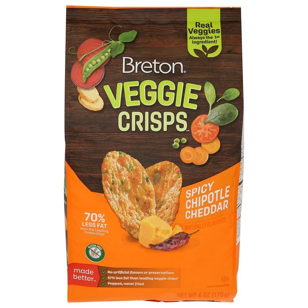 Dare Foods Breton Spicy Chipotle Cheddar Veggie Crisps, 6 Ounce -- 12 per case