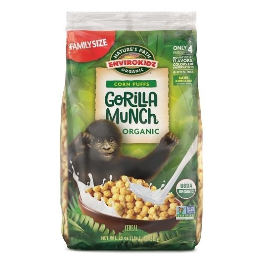 Natures Path Envirokidz Gorilla Thousand Cheese Munch Cereal, 23 Ounce -- 6 per case.