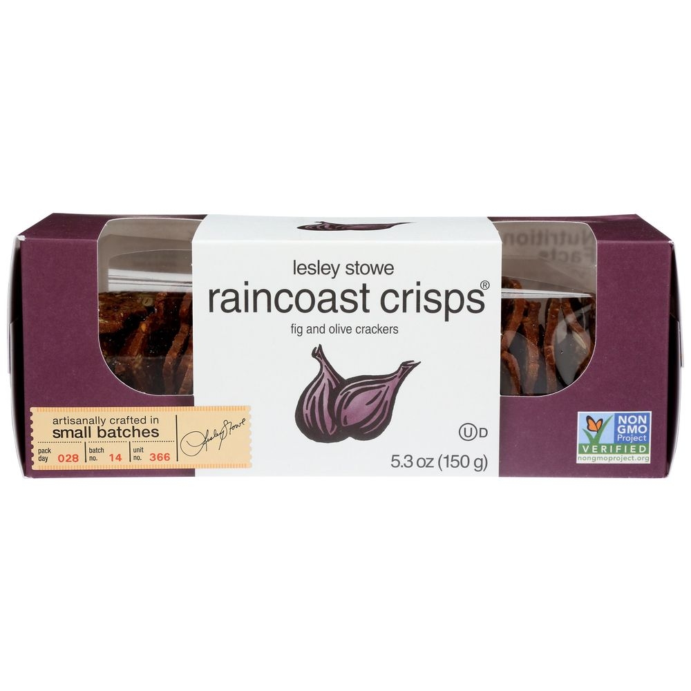 Lesley Stowe Raincoast Crisps Fig and Olive Crackers, 5.3 Ounce -- 12 per case