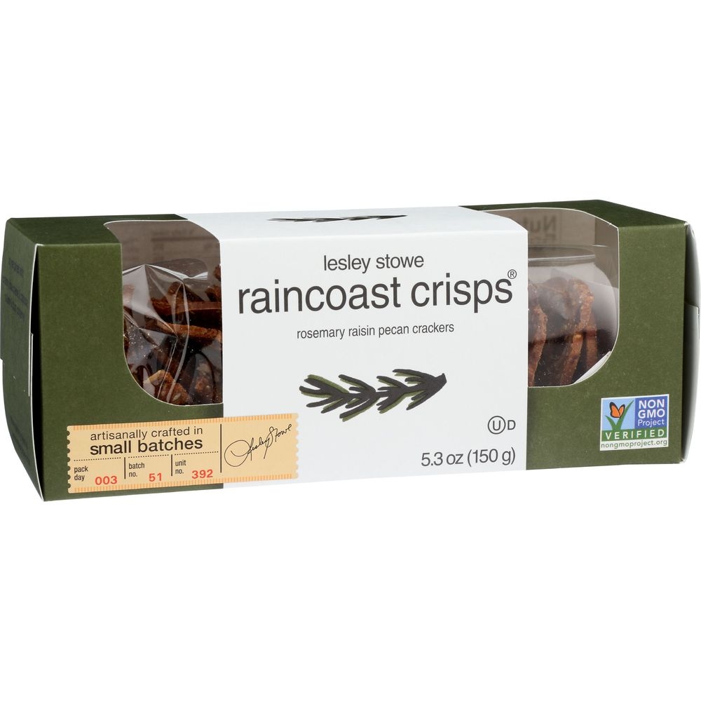 Lesley Stowe Raincoast Crisps Rosemary Raisin Pecan Crackers, 5.3 Ounce -- 12 per case