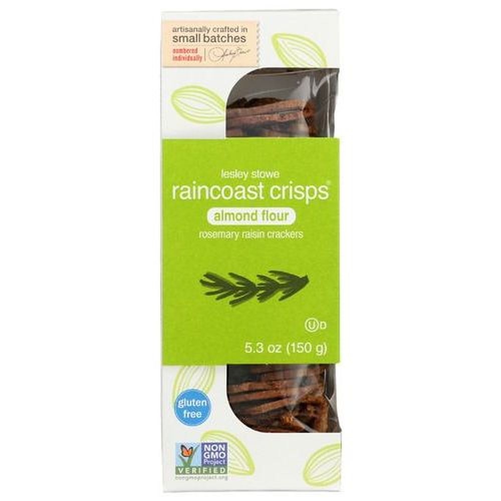 Lesley Stowe Almond Flour Raincoast Crisps Rosemary Raisin Crackers, 5.3 Ounce -- 12 per case