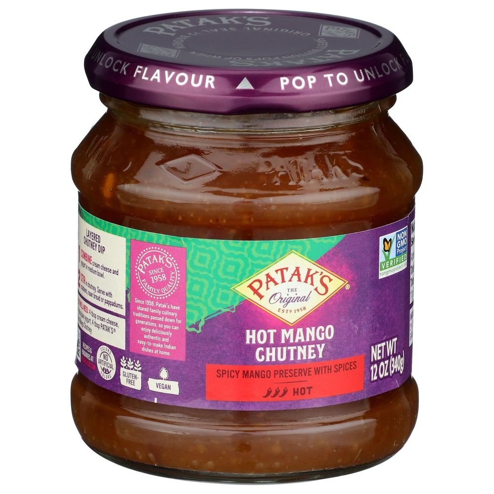 Pataks Original Hot Mango Chutney, 12 Ounce -- 6 per case