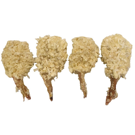 Singleton Seafood 16/20 Breaded Coconut Clean Tail Butterfly Shrimp -- 4 per case.