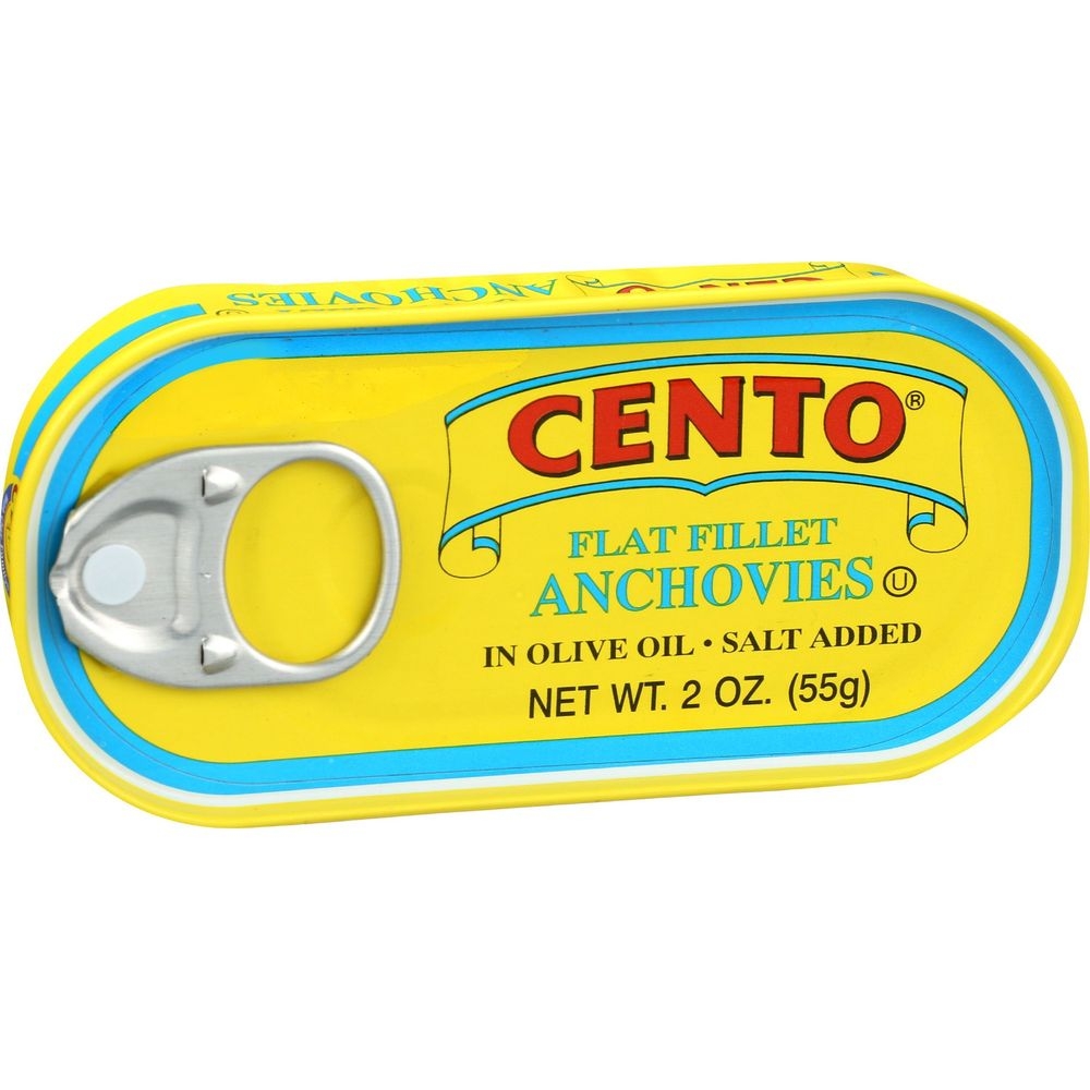 Cento Flat Fillets of Anchovies in Olive Oil, 2 Ounce -- 25 per case