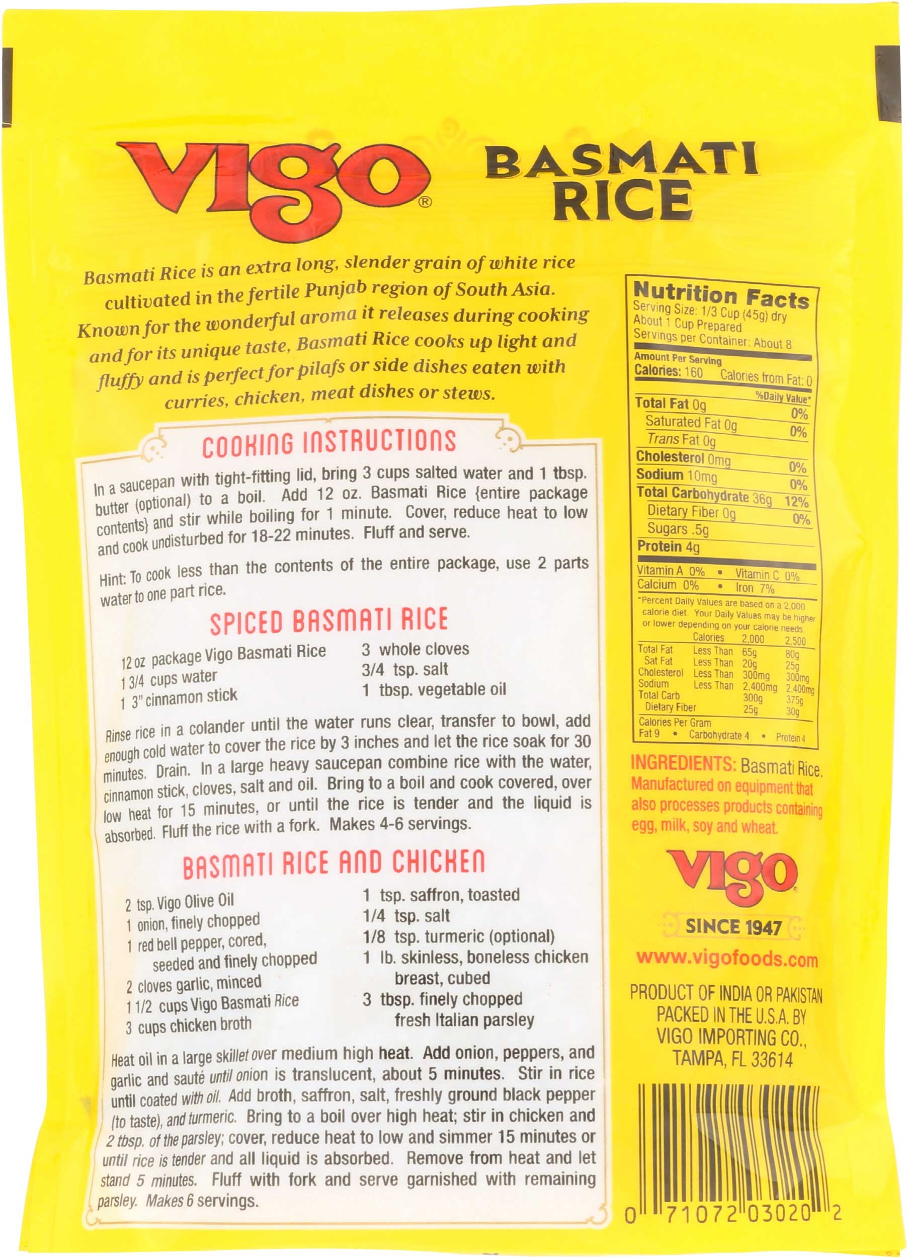 Vigo Basmati Rice, 12 Ounce -- 6 per case