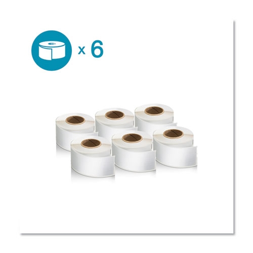 Dymo LabelWriter White 1-Up File Folder Label, 130 labels per roll -- 6 rolls per case