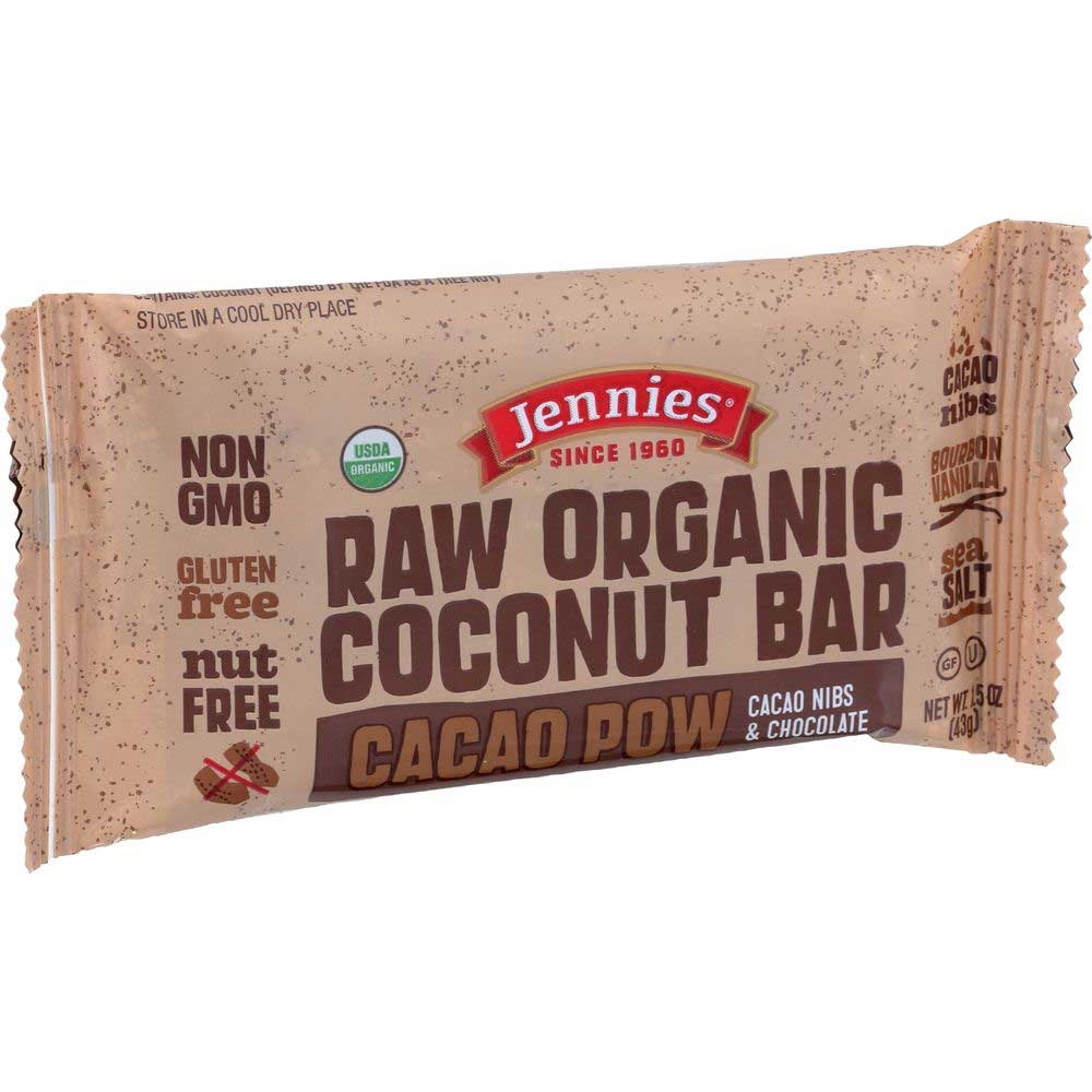 Jennies Organic Cacao Pow Raw Coconut Bar, 1.5 Ounce -- 12 per case