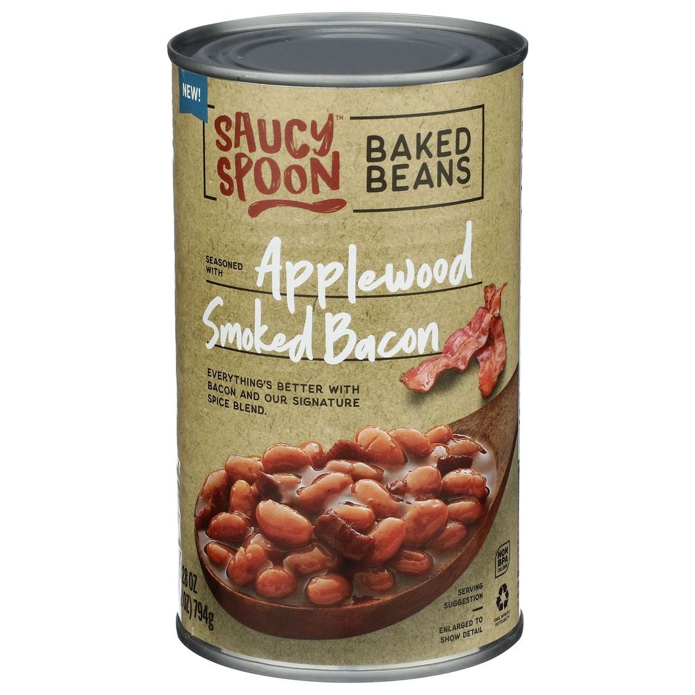 Saucy Spoon Applewood Smoked Bacon Baked Beans, 28 Ounce -- 12 per case