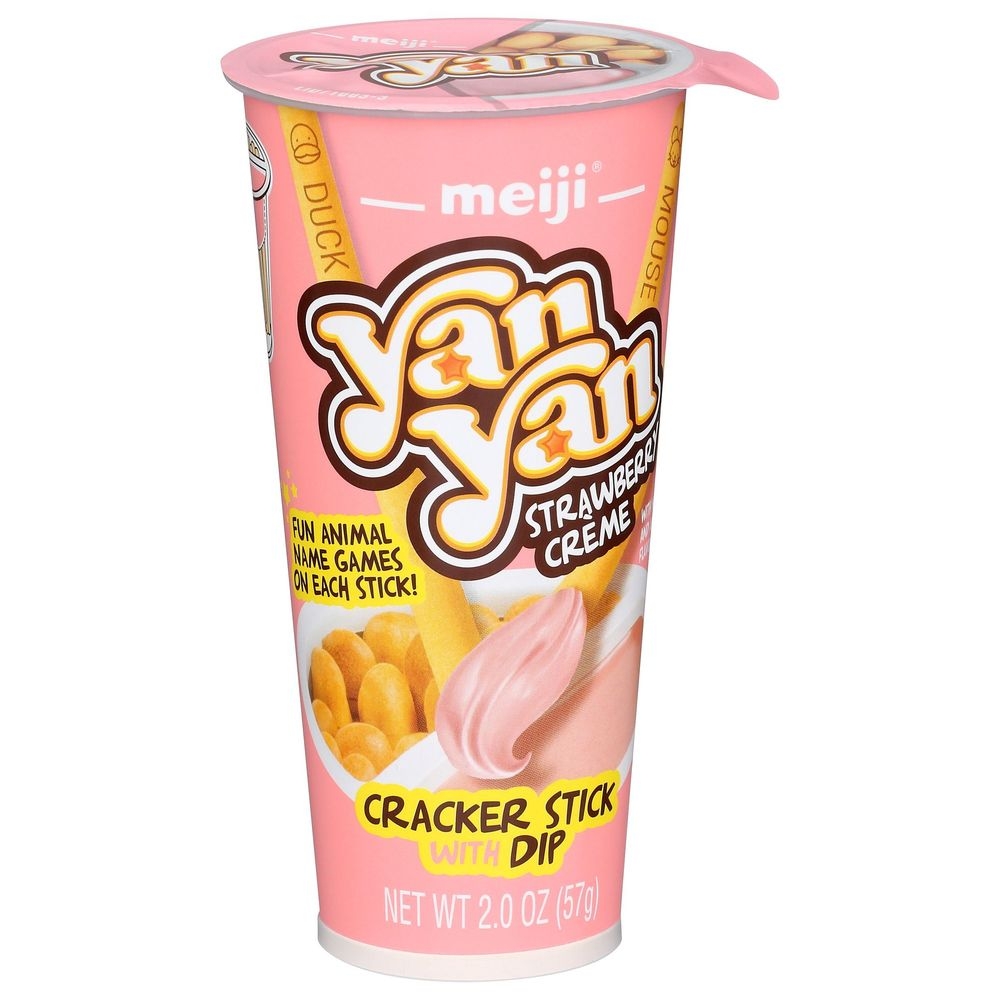 Meiji Yan Yan Strawberry Creme Cracker Stick with Dip, 2 Ounce -- 10 per case