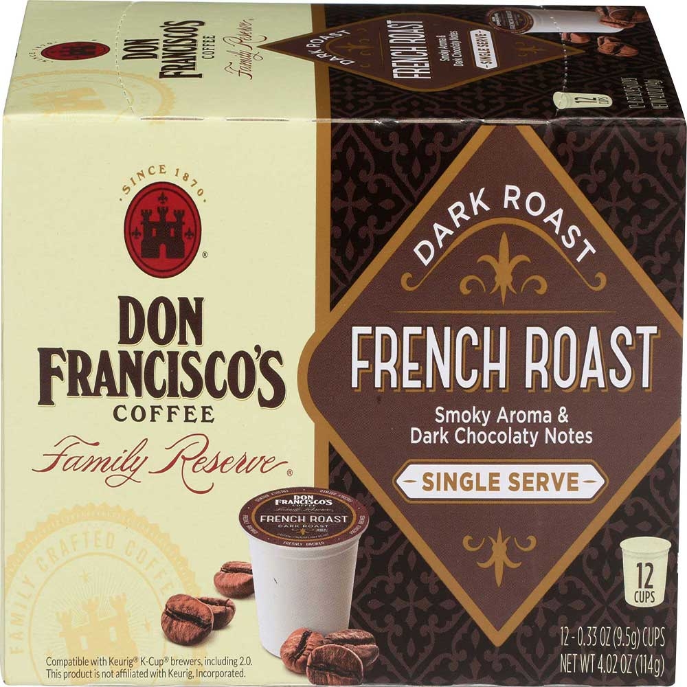 Don Franciscos French Dark Roast Single Serve Coffee, 12 count -- 6 per case