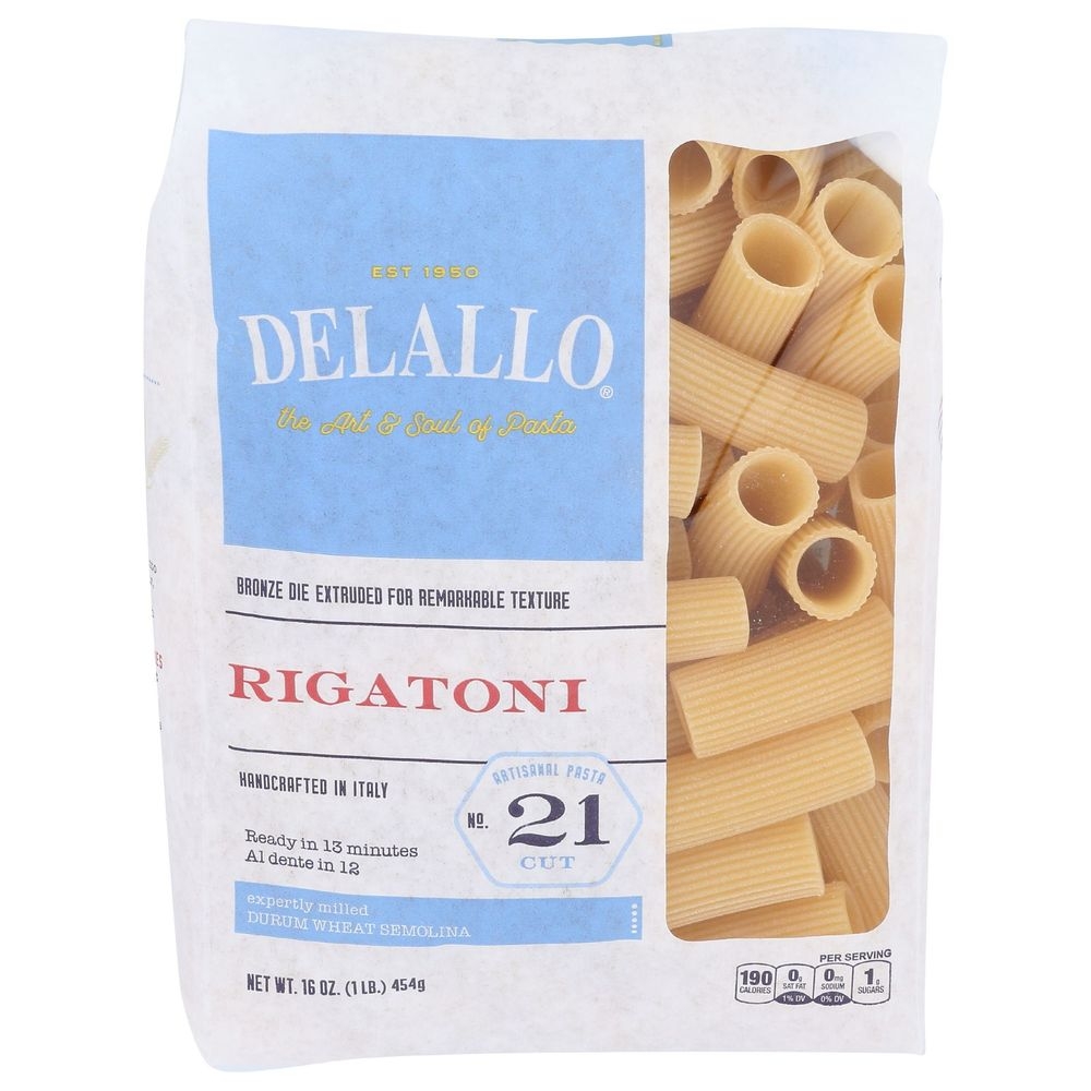 Delallo Number 21 Rigatoni Pasta, 16 Ounce -- 8 per case