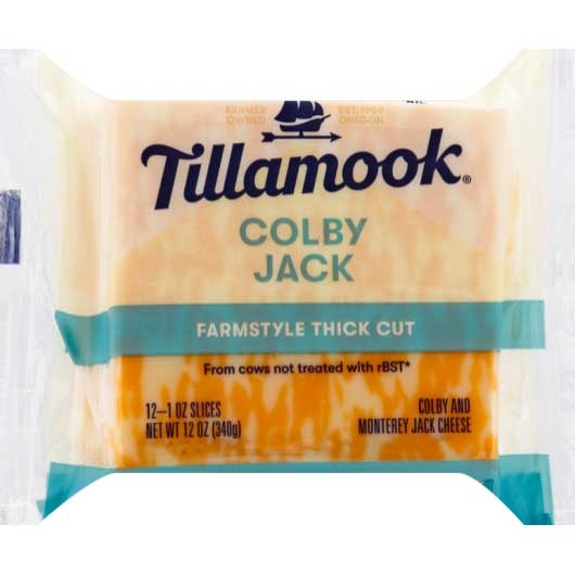 Tillamook Sliced Colby Jack Cheese, 12 Ounce -- 12 per case.
